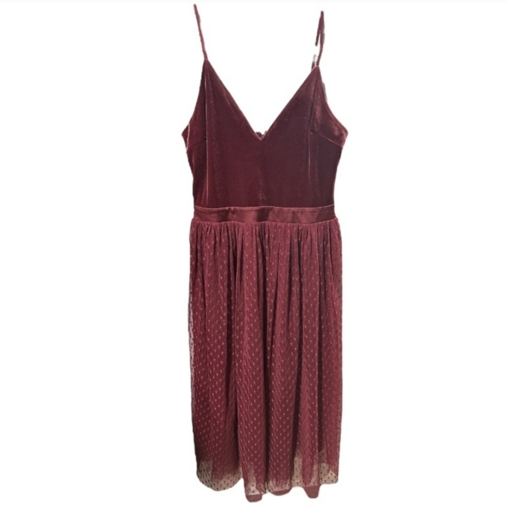 Express Tulle & Velvet Bodice Dress Merlot/Deep Red Holiday NEW S - Picture 4 of 7